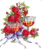 rózsa pezsgővel - GIF animado grátis