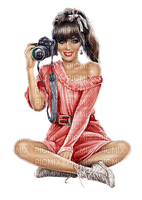 mujer con cámara de fotos - png grátis
