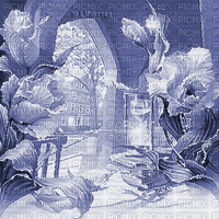 Y.A.M._Vintage Fantasy background blue - Animovaný GIF zadarmo