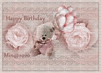 bg-background-pink-rosa-happy birthday-nalle - Free PNG
