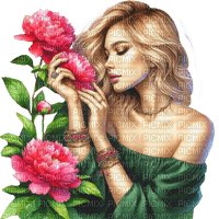 Mujer con flores - ilmainen png