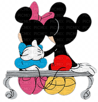 mickey mouse minnie on bench - png gratuito