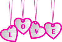 Hanging.Love.Text.Hearts.White.Pink - png gratis