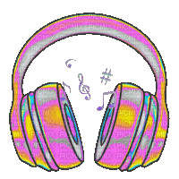 headphones music animated rainbow - GIF animado gratis