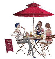 Kaz_Creations Animated Woman Femme Friends Lunch