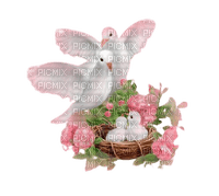kikkapink spring doves dove painting pink spring - png gratis