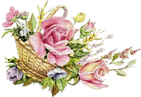 basket with roses - nemokama png