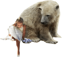 Petite fille avec un ours blanc - zdarma png