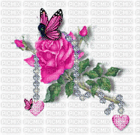 -Butterfly-On The Rose-With-Sparkling-Pearl gif