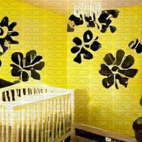 Yellow Nursery with Black Flowers - PNG gratuit