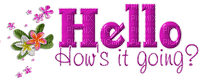 Text. Hello.. Hows it going? Purple. Leila - gratis png