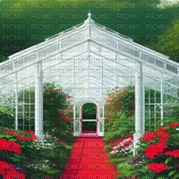 White Greenhouse with Red Hibiscus - png gratis