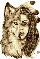 Wolf Woman Sepia - ilmainen png