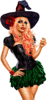Woman.Witch.Halloween.Black.Green - png gratuito