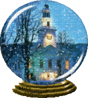 Snow Globe with Church - Бесплатни анимирани ГИФ