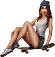Woman with skateboard. Leila - фрее пнг