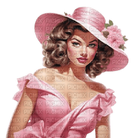 vintage woman hat pink - PNG gratuit