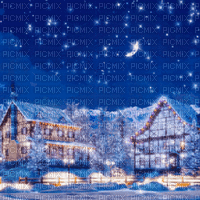 Blue Winter Village - Free animated GIF