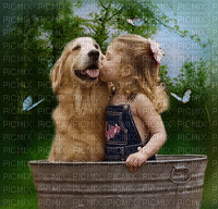child with dog bp - GIF animé gratuit