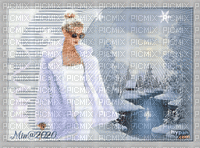 färdig bg- kvinna-vinter landskap - Ingyenes animált GIF