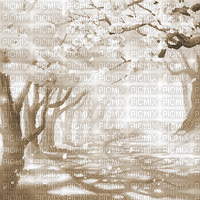 Y.A.M._Japan Spring landscape background sepia - GIF animé gratuit