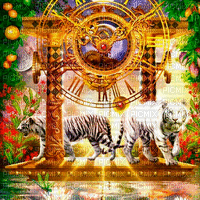 Y.A.M._Fantasy backgrounds New Year. Tigers - GIF animé gratuit