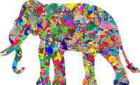 éléphant elephant elefant  deco tube animal art abstract colorful colored - 免费PNG