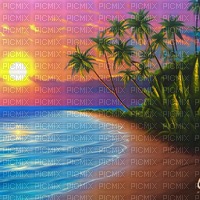 beach coast background orange blue - 免费PNG
