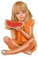 Girl. Children. Watermelon. Summer. Leila - zdarma png