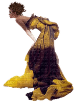 woman in yellow-purple - darmowe png