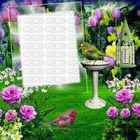 Fond printemps fleurs nature oiseau Debutante - png gratis