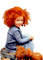 Autumn red hair child and rabbits - zdarma png animovaný GIF