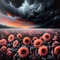 Coral Sunflowers in a Black Storm - nemokama png animuotas GIF