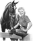 soave woman vintage horse  black white - PNG gratuit GIF animé