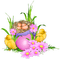 Easter.Ducks.Eggs.Nest.Flowers.Grass - png gratis GIF animado