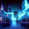 Digital Neon Blue City - png gratis GIF animasi
