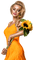 Woman in yellow dress and sunflower - gratis png geanimeerde GIF