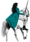 soave woman fantasy horse warrior teal black white - Free PNG Animated GIF