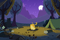 camping, paintinglounge, tent, nature, landscape, moon, fire - zdarma png animovaný GIF
