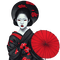 kikkapink geisha woman red black white - gratis png geanimeerde GIF