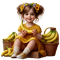 Little Girl -Banana - Yellow - Green - Brown - PNG gratuit GIF animé