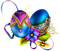 Easter.Eggs.Flower.Bee.Purple.Blue.Yellow.Gold - png grátis Gif Animado