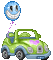 Volkswagen Bug Convertible with Balloon - 無料のアニメーション GIF アニメーションGIF