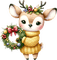 reindeer christmas wreath yellow - gratis png geanimeerde GIF