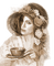 Y.A.M._Vintage Lady woman hat  Sepia - Free PNG Animated GIF