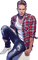 Man Jeans Blue Red White - Bogusia - png grátis Gif Animado