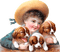 Vintage boy and puppies - ingyenes png animált GIF