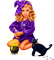 Girl.Witch.Magic.Halloween.Cat.Child.Purple.Black - фрее пнг анимирани ГИФ