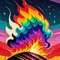 Rainbow Fire on a Hill - gratis png animeret GIF