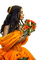 Женщина в оранжевом платье - Free PNG Animated GIF